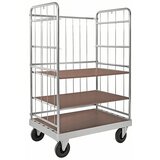 Kongamek večnivojski voziček, pocinkan, dxšxv 1200 x 800 x 1900 mm, 2 polici, 2 vrtljivi in 2 fiksni kolesi | Shoptok.si