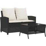  Vrtna sofa 2-sjed s jastucima i stolom od crnog poliratana | shoptok.hr