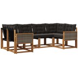 vidaXL Zunanja garnitura za sedenje z blazino 6 pcs Naravna in črna, (5000280779) | Shoptok.si