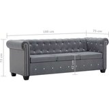 vidaXL Trosjed Chesterfield s baršunastom presvlakom 199 x 75 x 72 cm sivi | shoptok.hr