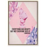  Slika - Beauty in the Eyes - Inspirational Quote with Pink Bust and Flowers 80x120 U prirodnom drvenom okviru | shoptok.hr