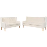  2-dijelni set sofa od tkanine krem bijeli