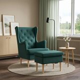  Fotelja s footstoolom 2 kom. Tamnozelena Tkanina | shoptok.hr