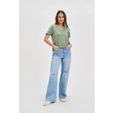 Marisse Cotton V-Neck T-Shirt In Olive Green | Shoptok.si