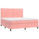  Krevet box spring s madracem LED ružičasti 160x200cm baršunasti | shoptok.hr