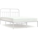 vidaXL Kovinski posteljni okvir z vzglavjem bel 135x190 cm | Shoptok.si