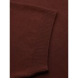 Ombre Men's buttonless polo shirt with classic weave - dark brown | Shoptok.si