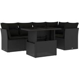  6-dijelni set vrtnih sofa s jastucima crni od poliratana | shoptok.hr