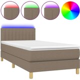  Krevet box spring s madracem LED smeđesivi 80 x 200 cm tkanina | shoptok.hr