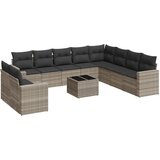 Maison Chic Seti vrtnega pohištva - Vrtna garnitura - Vrtni pohištvo set 11-delna z blazinami sv. siv poli ratan, (21816538) | Shoptok.si