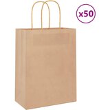 vidaXL Papirnate vrećice 50 kom s ručkama smeđe 21x11x28 cm Cijene