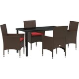 vidaXL Komplet za jedilnico v vrtu 5 pcs Rjava in rdeča poli ratan, (5000045490) | Shoptok.si