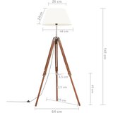  Podna svjetiljka s tronošcem medeno-bijela od tikovine 141 cm | shoptok.hr