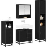 vidaXL Komplet pohištva za kopalnico s predalom 4 pcs Črni hrast | Shoptok.si