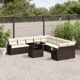 vidaXL 11-dijelni set vrtnih sofa od poliratana s jastucima smeđi | shoptok.hr