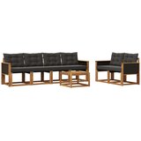 vidaXL Zunanja garnitura za sedenje z blazino 7 pcs Naravna in črna, (5000272076) | Shoptok.si