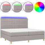  Krevet box spring s madracem LED svjetlosivi 200x200 cm tkanina | shoptok.hr