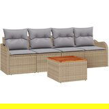 Set vrtnih sofa od 5 dijelova s jastučićima od bež poli ratana akacije Dvosjedna vrtna sofa s jastučićima od bež poli ratana  Set vrtnih sofa od 5 dijelova s jastučićima od bež poli ratana akacije Dvosjedna vrtna sofa s jastučićima od bež poli ratana Slike