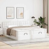 vidaXL Otomanski posteljni okvir z vzmetnicami bel 200x200cm um. usnje | Shoptok.si