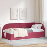 vidaXL Kotna postelja z vzglavjem Vinorodna rdeča 90 cm x 190 cm blago | Shoptok.si
