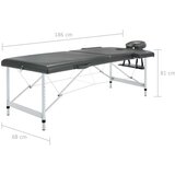 vidaXL Masažna miza z 2 conama aluminijast okvir antracitna 186x68 cm | Shoptok.si
