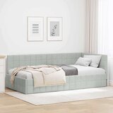 vidaXL Kutni okvir kreveta s uzglavljem Svjetlosiva 90 x 200 cm Baršun | shoptok.hr