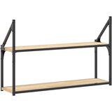  Zidne police 2 razine boja hrasta 80x21x51 cm konstruirano drvo | shoptok.hr