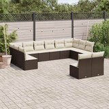  12-dijelni set vrtnih sofa od poliratana s jastucima smeđi | shoptok.hr