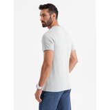 Ombre Men's cotton V-neck knit t-shirt with wash effect - grey | shoptok.hr
