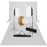 vidaXL Foto studijski komplet s softboxi, ozadjem in odbojnikom Cene