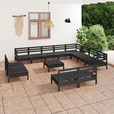 The Living Store Vrtna sedežna garnitura 13-delna trdna borovina črna - Vrtna Sedežna Garnitura, (21478062) | Shoptok.si