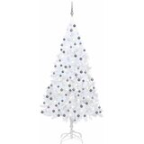  Umjetno osvijetljeno božićno drvce i kuglice bijelo 210 cm PVC | shoptok.hr