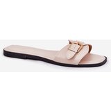 Boto Flat Ladies Sandals With Golden Buckle Beige Esiobb | ePonuda.com