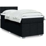 vidaXL Box spring postelja z vzmetnico črna 90x200 cm blago | Shoptok.si