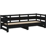  Dnevni ležaj na izvlačenje crni 2x (80x200) cm masivna borovina | shoptok.hr