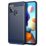 Cadorabo Ohišje, združljiv s Samsungom v brušenem modrem - zaščitnem pokrovu, narejen iz fleksibilnega silikona TPU v videzu iz nerjavečega jekla ogljika, (20587809) Cene