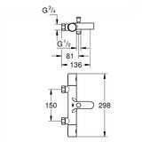 Grohe 34770000 Grohtherm 800 Cosmopolitan stenska termostatska armatura za kad | Shoptok.si