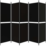 Sobna pregrada s 5 panela crna 250 x 180 cm od tkanine | Eponuda.ba