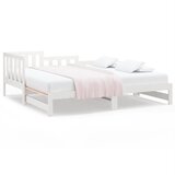  Dnevni ležaj na izvlačenje bijeli 2x(90x190)cm masivna borovina | shoptok.hr