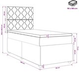  LED okvir za krevet s madracem Crna 90 x 190 cm Tkanina - Crna 90 x 190 cm Dizajn s rombovima | shoptok.hr