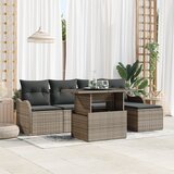 vidaXL 6-delni set vrtne sedežne garniture s blazinami siva poli ratan | Shoptok.si