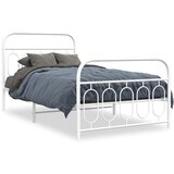  The Living Store Kovinski posteljni okvir z vzglavjem in vznožjem bel 107x203 cm - Posteljni Okvir, (21496269) | Shoptok.si