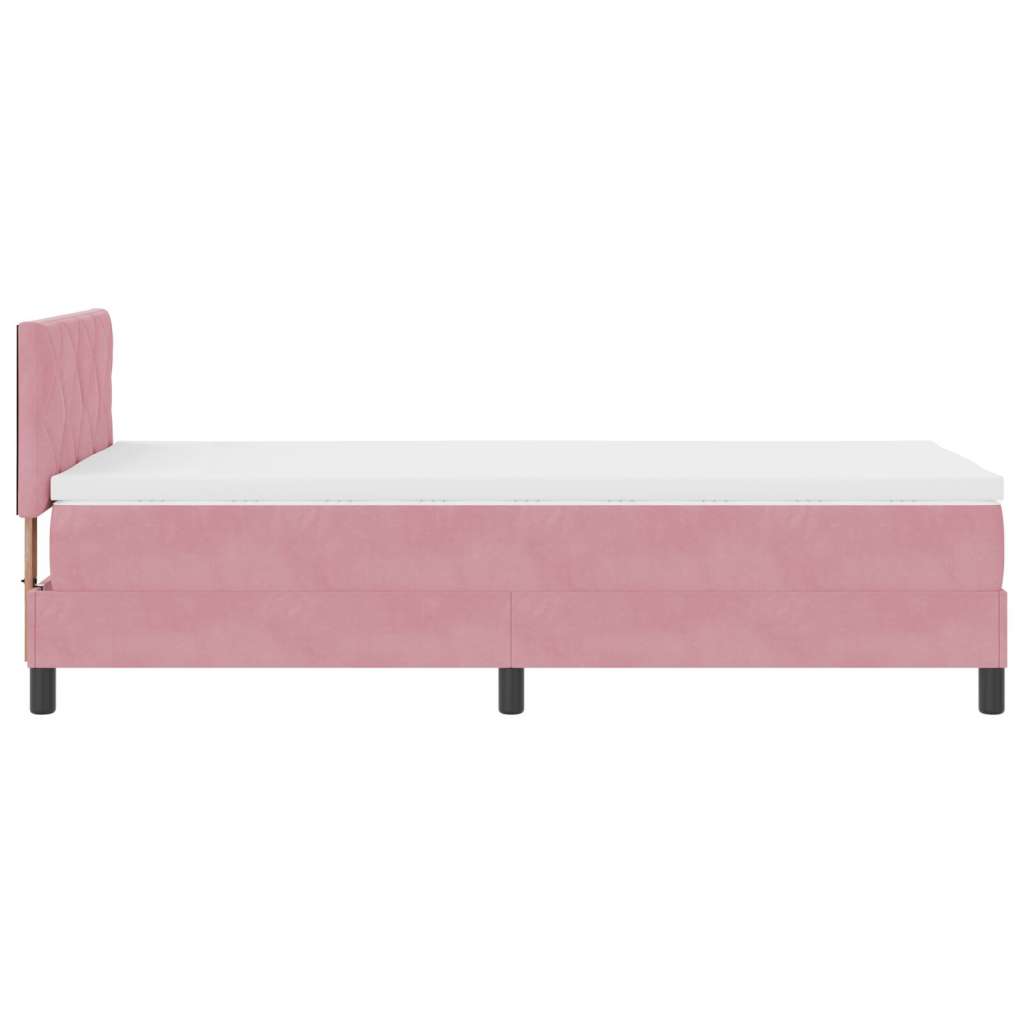 vidaXL Box Spring Postelja z Vzmetnico Roza 90x200 cm Žamet | Shoptok.si