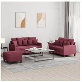 vidaXL 3-dijelni set sofa s jastucima crvena boja vina od tkanine | shoptok.hr