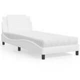 vidaXL Postelja z vzmetnico bela 90x200 cm umetno usnje | Shoptok.si