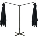  Dvojni senčnik z jeklenim drogom črn 600x300 cm | Shoptok.si