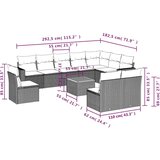  Vrtna garnitura - 11-dijelni set vrtnih sofa od poliratana s jastucima crni - Crna 1 | shoptok.hr