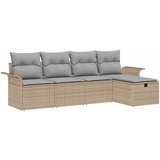 vidaXL Vrtna sedežna garnitura z blazino 5 pcs Bež Poly ratan, (5000146004) | Shoptok.si