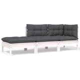 Maison Chic Seti vrtnega pohištva - Vrtna garnitura - Vrtni pohištvo set 3-delna z blazinami bela trdna borovina, (21811053) | Shoptok.si