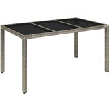 vidaXL Vrtna miza s stekleno ploščo siva 150x90x75 cm poli ratan, (20665824) Cene